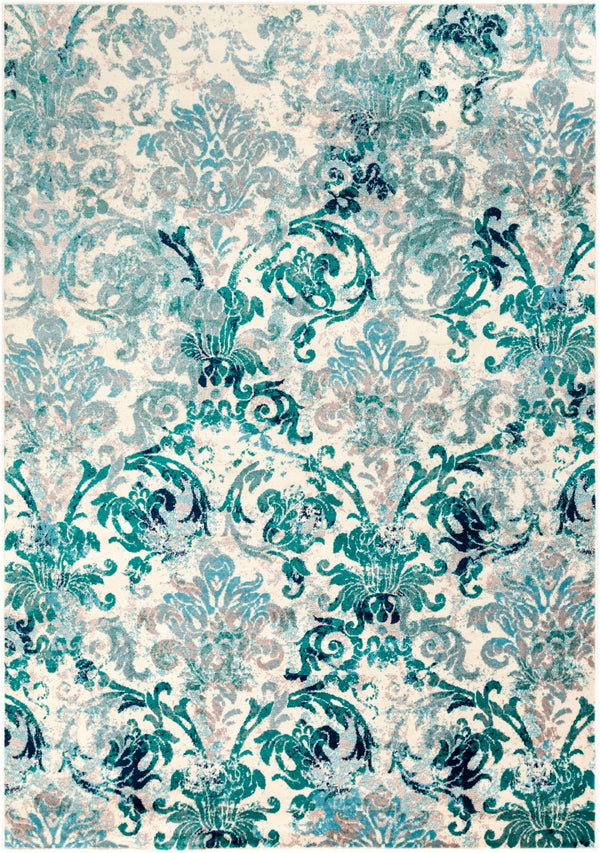 Paramount PAR-1102 Modern Polypropylene Rug PAR1102-79112 Teal, Aqua, Dark Blue, Light Gray, Cream 100% Polypropylene 7'10" x 11'2"