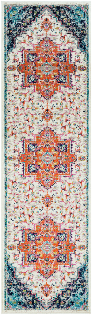 Paramount PAR-1108 Traditional Polypropylene Rug PAR1108-2276 Bright Orange, Dark Blue, Fuchsia, Aqua, Lime, Teal, Light Gray, Cream 100% Polypropylene 2'2" x 7'7"