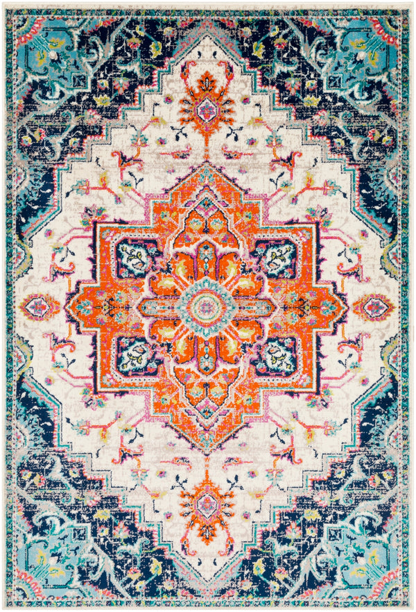 Paramount PAR-1108 Traditional Polypropylene Rug PAR1108-810129 Bright Orange, Dark Blue, Fuchsia, Aqua, Lime, Teal, Light Gray, Cream 100% Polypropylene 8'10" x 12'10"