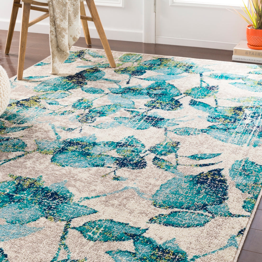 Paramount PAR-1113 Modern Polypropylene Rug PAR1113-2276 Teal, Aqua, Dark Blue, Lime, Light Gray, Cream 100% Polypropylene 2'2" x 7'7"