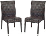 Safavieh - Set of 2 - Newbury Chair Black Brown PE Rattan Aluminum PAT1015A-SET2 683726750826
