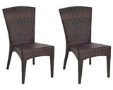 Safavieh - Set of 2 - New Castle Side Chair Black Brown PE Rattan Aluminum PAT1016A-SET2 683726750833