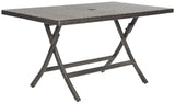 Safavieh Dilettie Table Rectangle Folding Brown Black Silver PE Rattan Galvanized Steel PAT2003A 683726756163