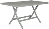 Safavieh Dilettie Table Rectangle Folding Grey Black Silver Rattan PE Rattan Galvanized Steel PAT2003B 683726800453