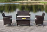 Safavieh Figueroa Outdoor Set 4 Piece Brown Sand Rattan PE Rattan Polyester Foam PAT2508B 889048048287