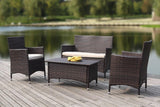 Safavieh Figueroa Outdoor Set 4 Piece Brown Sand Rattan PE Rattan Polyester Foam PAT2508B 889048048287