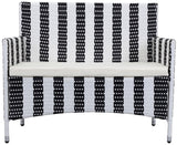 Safavieh Figueroa Outdoor Set 4 Piece Black White Rattan PE Rattan Polyester Foam PAT2508D 889048048300