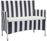 Safavieh Figueroa Outdoor Set 4 Piece Black White Rattan PE Rattan Polyester Foam PAT2508D 889048048300