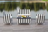 Safavieh Figueroa Outdoor Set 4 Piece Black White Rattan PE Rattan Polyester Foam PAT2508D 889048048300