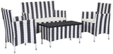 Safavieh Figueroa Outdoor Set 4 Piece Black White Rattan PE Rattan Polyester Foam PAT2508D 889048048300