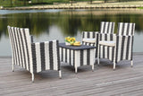 Safavieh Figueroa Outdoor Set 4 Piece Black White Rattan PE Rattan Polyester Foam PAT2508D 889048048300