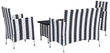 Safavieh Figueroa Outdoor Set 4 Piece Black White Rattan PE Rattan Polyester Foam PAT2508D 889048048300