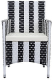 Safavieh Figueroa Outdoor Set 4 Piece Black White Rattan PE Rattan Polyester Foam PAT2508D 889048048300