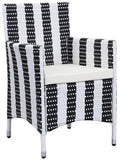 Safavieh Figueroa Outdoor Set 4 Piece Black White Rattan PE Rattan Polyester Foam PAT2508D 889048048300