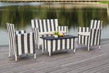 Safavieh Figueroa Outdoor Set 4 Piece Black White Rattan PE Rattan Polyester Foam PAT2508D 889048048300