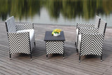 Safavieh Figueroa Outdoor Set 4 Piece Black White Rattan PE Rattan Polyester Foam PAT2508G 889048072640