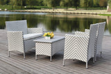 Safavieh Figueroa Outdoor Set 4 Piece Grey White Rattan PE Rattan Polyester Foam PAT2508H 889048072664