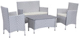 Safavieh Figueroa Outdoor Set 4 Piece Grey White Rattan PE Rattan Polyester Foam PAT2508H 889048072664