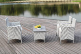 Safavieh Figueroa Outdoor Set 4 Piece Grey White Rattan PE Rattan Polyester Foam PAT2508H 889048072664