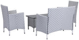 Safavieh Figueroa Outdoor Set 4 Piece Grey White Rattan PE Rattan Polyester Foam PAT2508H 889048072664