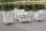 Safavieh Figueroa Outdoor Set 4 Piece Grey White Rattan PE Rattan Polyester Foam PAT2508H 889048072664