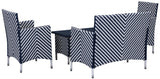 Safavieh Figueroa Outdoor Set 4 Piece Navy White Rattan PE Rattan Polyester Foam PAT2508J 889048072671