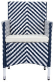 Safavieh Figueroa Outdoor Set 4 Piece Navy White Rattan PE Rattan Polyester Foam PAT2508J 889048072671