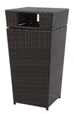 Bishop Trash Bin Outdoor 18 Gallon Brown Rattan PE Rattan Foam