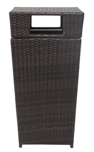 Safavieh Bishop Trash Bin Outdoor 18 Gallon Brown Rattan PE Rattan Foam PAT2512A 889048365773