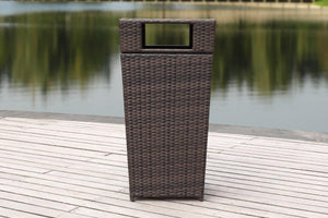 Safavieh Bishop Trash Bin Outdoor 18 Gallon Brown Rattan PE Rattan Foam PAT2512A 889048365773
