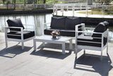 Safavieh Nason Outdoor Living Set 4 Piece White Black Metal Polyester Foam Aluminium PAT2516B 889048366121