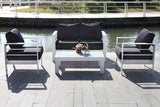 Safavieh Nason Outdoor Living Set 4 Piece White Black Metal Polyester Foam Aluminium PAT2516B 889048366121