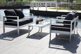 Safavieh Nason Outdoor Living Set 4 Piece White Black Metal Polyester Foam Aluminium PAT2516B 889048366121