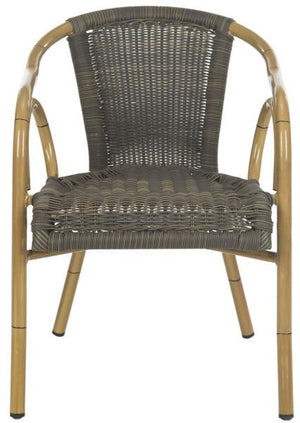 Safavieh - Set of 2 - Dagny Arm Chair Chocolate Light Brown Rattan PE Wicker Aluminium PAT4000A-SET2 683726991304