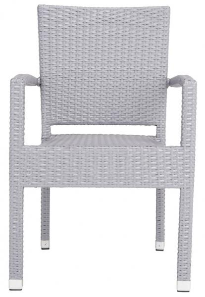 Safavieh - Set of 2 - Kelda Arm Chair Stacking Grey Silver Rattan PE Wicker Aluminum PAT4004C-SET2 889048323209