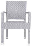 Safavieh - Set of 2 - Kelda Arm Chair Stacking Grey Silver Rattan PE Wicker Aluminum PAT4004C-SET2 889048323209