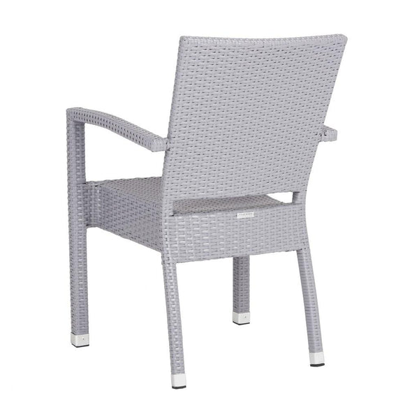 Safavieh - Set of 2 - Kelda Arm Chair Stacking Grey Silver Rattan PE Wicker Aluminum PAT4004C-SET2 889048323209