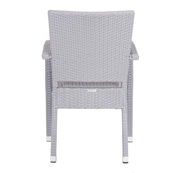 Safavieh - Set of 2 - Kelda Arm Chair Stacking Grey Silver Rattan PE Wicker Aluminum PAT4004C-SET2 889048323209