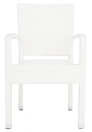 Safavieh - Set of 2 - Kelda Arm Chair Stacking White Silver Rattan PE Wicker Aluminum PAT4004D-SET2 889048323223