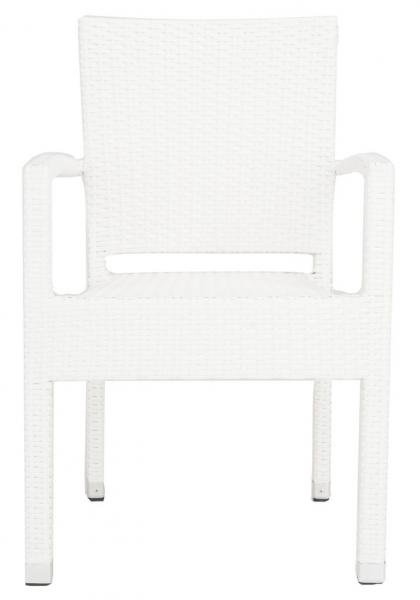 Safavieh - Set of 2 - Kelda Arm Chair Stacking White Silver Rattan PE Wicker Aluminum PAT4004D-SET2 889048323223