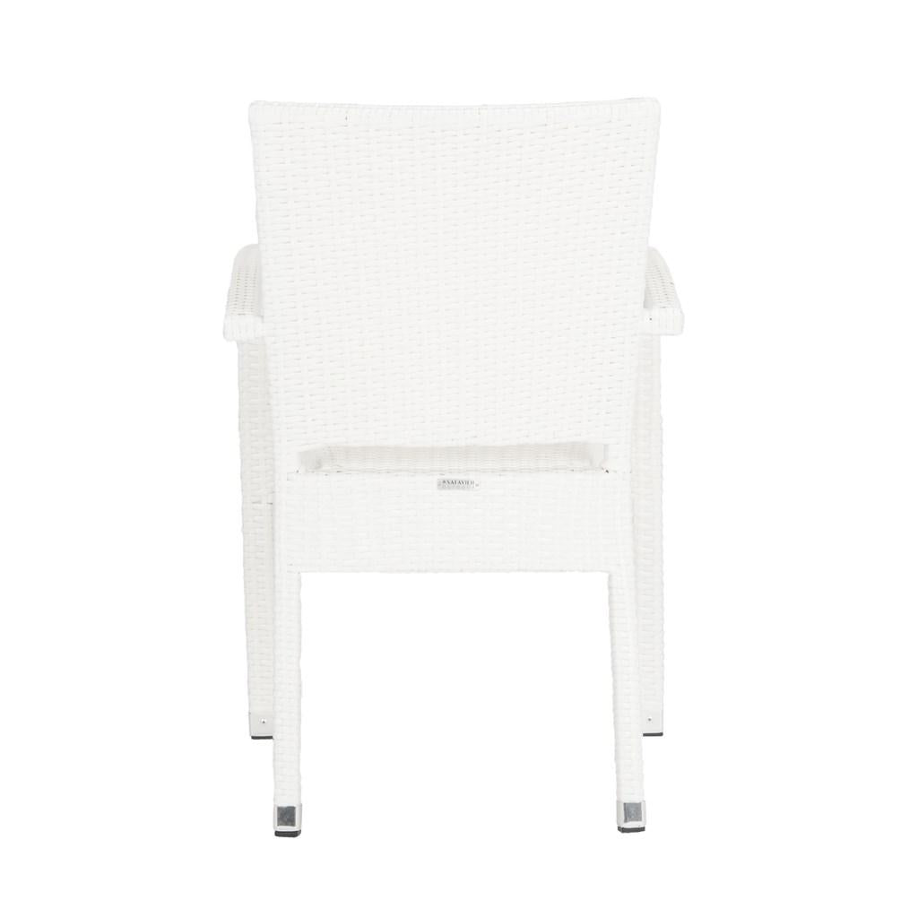 Safavieh - Set of 2 - Kelda Arm Chair Stacking White Silver Rattan PE Wicker Aluminum PAT4004D-SET2 889048323223