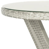 Safavieh Langer Dining Table Round Grey Silver Rattan PE Wicker Aluminium PAT4006A 683726989486