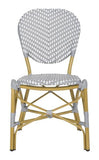 Safavieh - Set of 2 - DISCCO Lisbeth Side Chair French Bistro Stacking Grey White Rattan PE Wicker Aluminum PAT4010B-SET2 889048322875