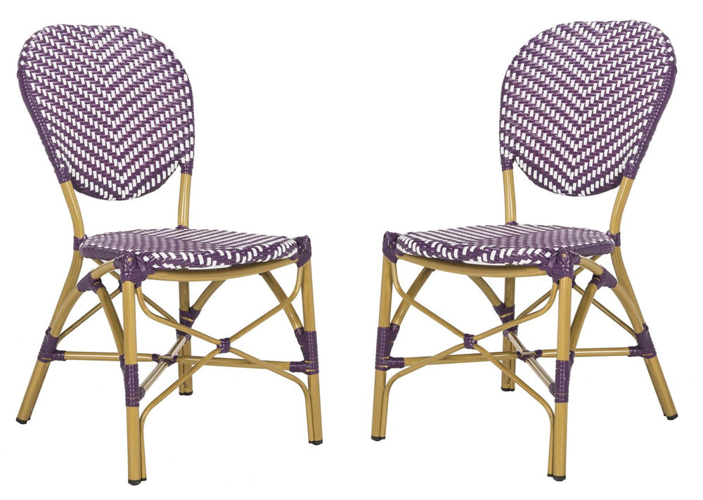 Safavieh Lisbeth French Bistro  Side Chair -Set Of 2 Bamboo/White Rattan PAT4010C-SET2