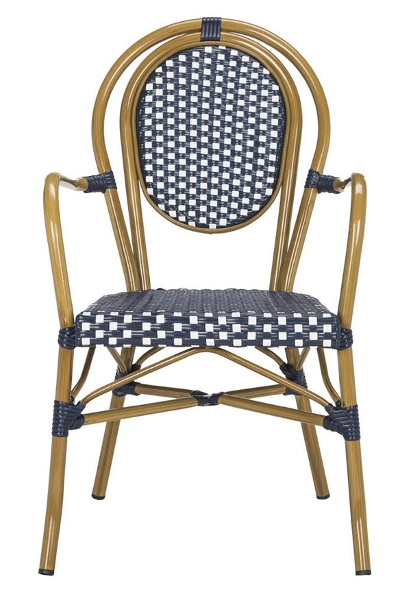 Rosen French Bistro Arm Chair Set of 2 - Chic Stacking Design for Indoor and Outdoor Elegance