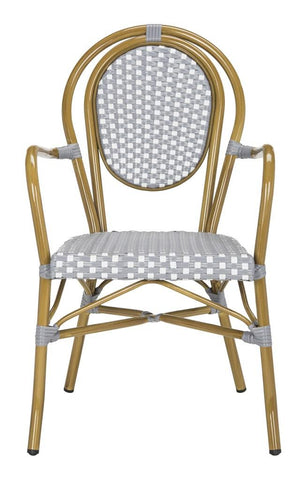 Rosen French Bistro Arm Chair Set of 2 - Chic Stacking Design for Indoor and Outdoor Elegance