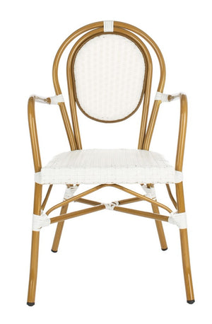 Rosen French Bistro Arm Chair Set of 2 - Chic Stacking Design for Indoor and Outdoor Elegance