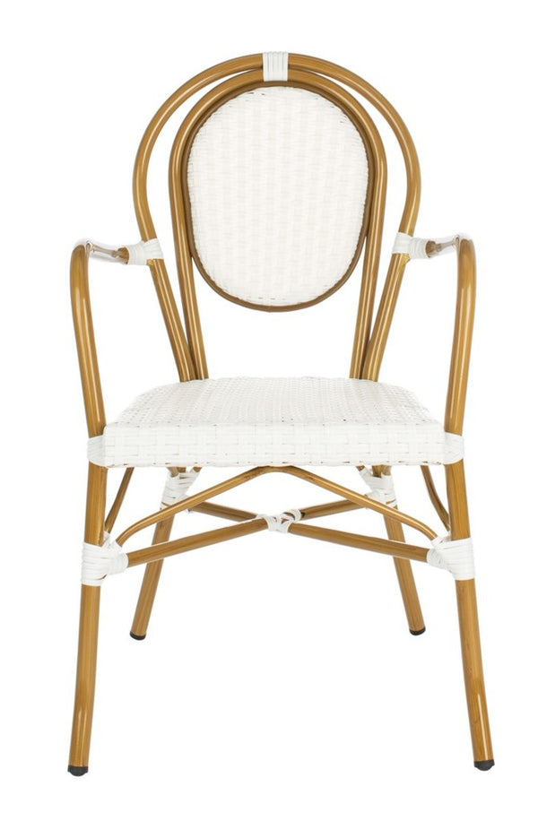 Rosen French Bistro Arm Chair Set of 2 - Chic Stacking Design for Indoor and Outdoor Elegance