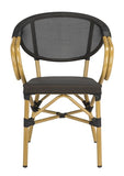Burke Arm Chair Stacking Black Rattan PE Wicker Aluminum - Set of 2