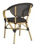 Safavieh - Set of 2 - Burke Arm Chair Stacking Black Rattan PE Wicker Aluminum PAT4015A-SET2 889048323148